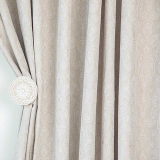 New Classics Luxury Damask Jacquard Cream Curtain Drapes 3