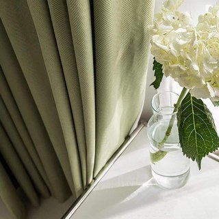 Sunnyvale Herringbone Textured Olive Sage Green Velvet Blackout Curtains 1