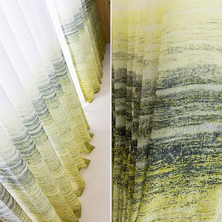 Brush Strokes Yellow Ombre Sheer Curtains 3
