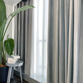 Euphoria Gray Crushed Striped Velvet Curtain Drapes 2