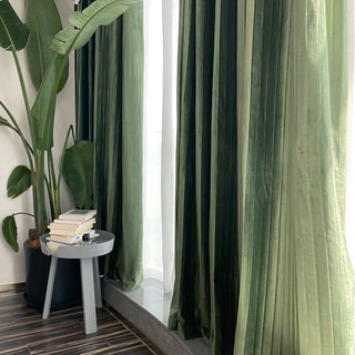 Euphoria Green Crushed Striped Velvet Curtain Drapes 2