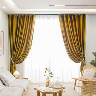 Luxury Metallic Gold Velvet Curtain Drapes