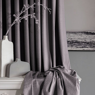 Scandinavian Basketweave Textured Pastel Purple Lavender Velvet Blackout Curtain Drapes