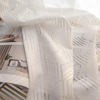 Shape Up Ivory White Lace Net Curtain 7