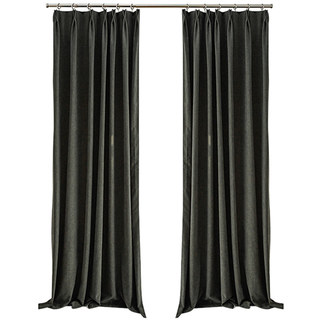 Exquisite Matte Luxury Charcoal Black Chenille Curtain Drapes 2