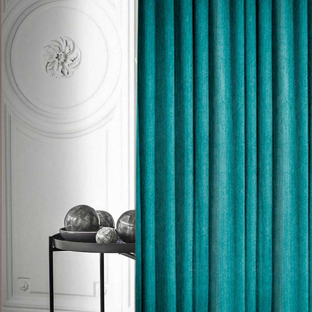 Exquisite Matte Luxury Teal Chenille Curtain Drapes 1
