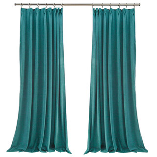 Exquisite Matte Luxury Turquoise Chenille Curtain Drapes 2