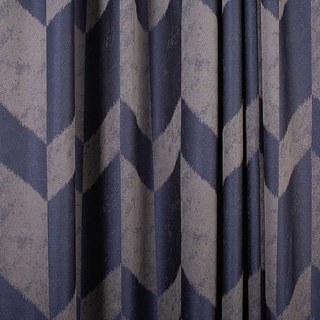 Great Gatsby Luxury Art Deco Blue Chevron Curtain Drapes 2