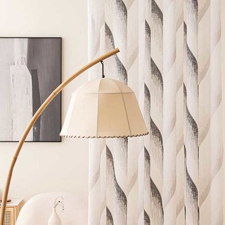 New Wave Jacquard Charcoal Gray Modern Geometric Sheer Curtain 2