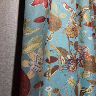 Summer Blooms Luxury Jacquard Teal Floral Blackout Curtain Drapes 6