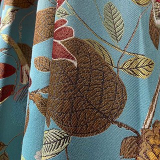 Summer Blooms Luxury Jacquard Teal Floral Blackout Curtain Drapes 7