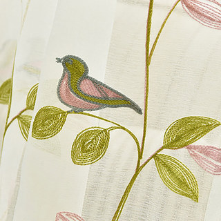 Misty Meadow Floral and Bird Embroidered Sheer Curtain 6