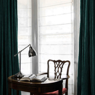 Exquisite Matte Luxury Teal Chenille Curtain Drapes 3
