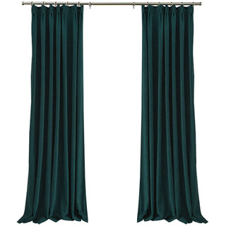 Exquisite Matte Luxury Teal Chenille Curtain Drapes 5