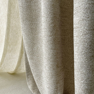 Glame Luxury Cream Mocha Horizontal Striped Chenille Curtain