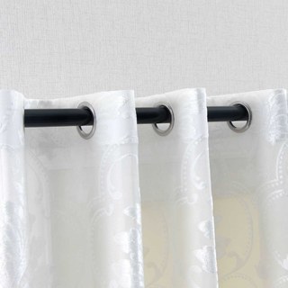 Elegance Damask Cut Velvet Ivory White Shimmering Sheer Curtain 3