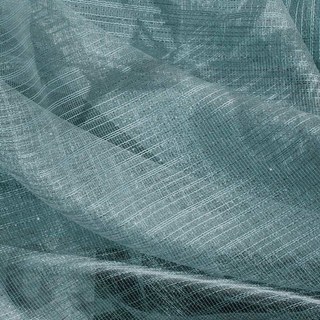 Moonlight Aqua Blue Glittering Checked Grid Net Curtain 3
