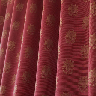 Savor Luxury Jacquard Silk Double Sided Crimson Red and Gold Damask Curtain 3