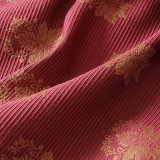 Savor Luxury Jacquard Silk Double Sided Crimson Red and Gold Damask Curtain 5