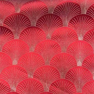 The Roaring Twenties Luxury Art Deco Shell Patterned Red & Gold Curtain 6