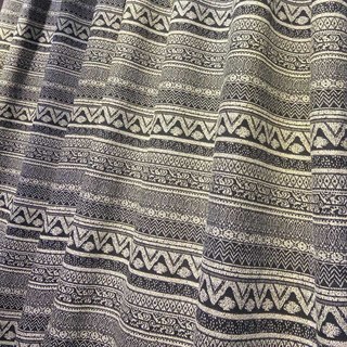 Aztec Ikat Black and White Horizontal Striped Geometric Curtain