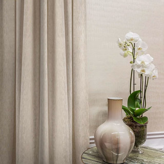 Silk Waterfall Subtle Textured Striped Shimmering Ivory Off White Curtain