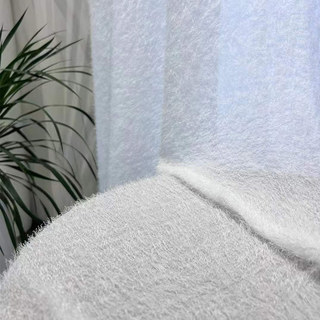 Cuddle Up Ivory White Mohair Plush Heavy Sheer Curtain