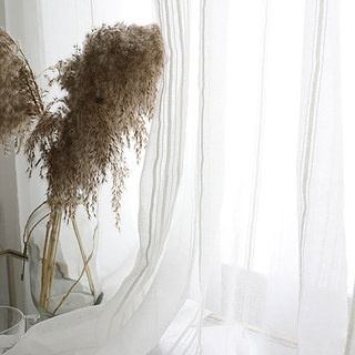 Urban Melody White Ivory Striped Sheer Curtain