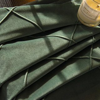 Diamond Lattice Geometric Velvet Green Blackout Curtain 4