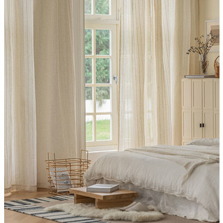 Idyll Striped Oatmeal Linen Sheer Curtain 4