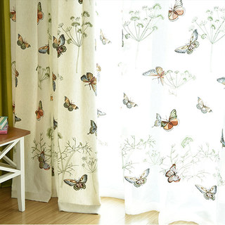 Butterfly Garden Floral Embroidered Sheer Organza Curtain 3