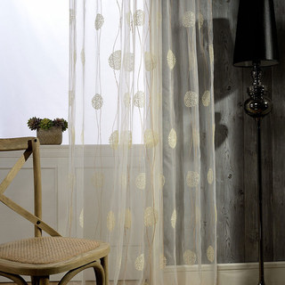 Dancing Pom Pom Embroidered Sheer Curtain 1