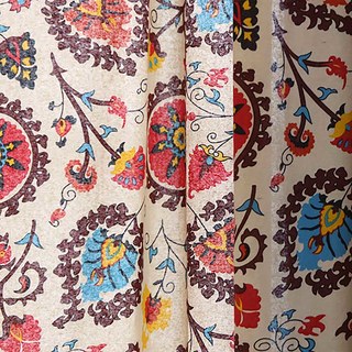 Blossom Multi Color Red Floral Boho Curtains 4