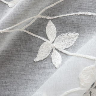 Love Fantasy Embroidered White Leaf Sheer Curtain 4