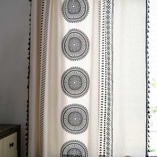 Mandala Black and White Geometric Boho Curtains 3