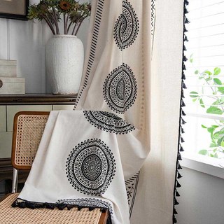 Mandala Black and White Geometric Boho Curtains 2