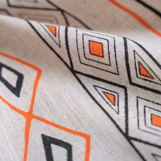 Tribal Fusion Black & Orange Geometric Linen Boho Curtains 6