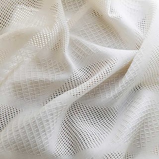 Diamond Mesh Geometric Heavy Ivory White Sheer Curtain 3