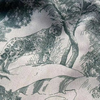 Forest Tale Toile de Jouy Bear Leopard Owl Matcha Green Blackout Animal Print Curtains 4