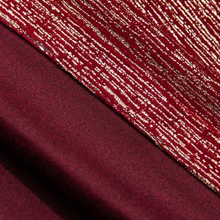 Gilded Age Scarlet Red Blackout Velvet Curtain with Gold Stripes