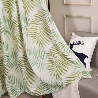 Palm Tree Leaves Green Print Floral Curtain