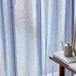 Paris Cascade Shimmering Striped Blue Sheer Curtain 3