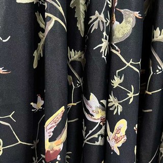 Twilight Songbird Black Velvet Floral Curtain 3