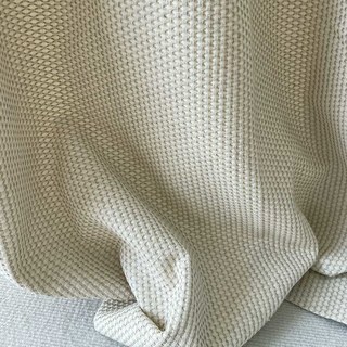 Basketweave Bliss Cotton Linen Blend Beige Cream Curtains