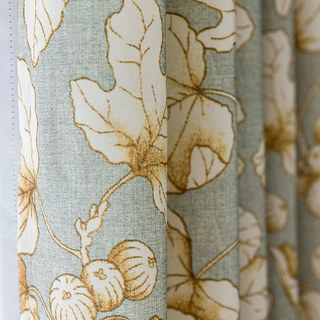 Fig Trees Sage Green and Brown Floral Curtain 3