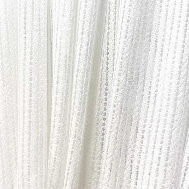 Moonstone Ivory White Textured Striped Sheer Curtain 1