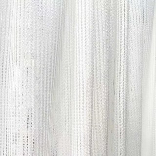 Moonstone Ivory White Textured Striped Sheer Curtain 4