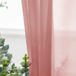 Soft Breeze Coral Pink Chiffon Sheer Curtain