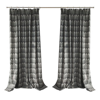Stage Noir Modern Black and White Chenille Curtain 4