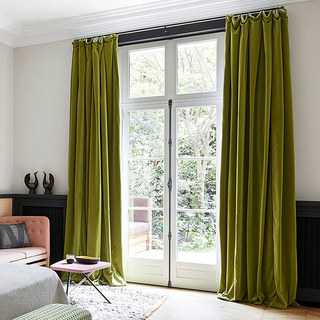 Fine Olive Green Velvet Curtain 1